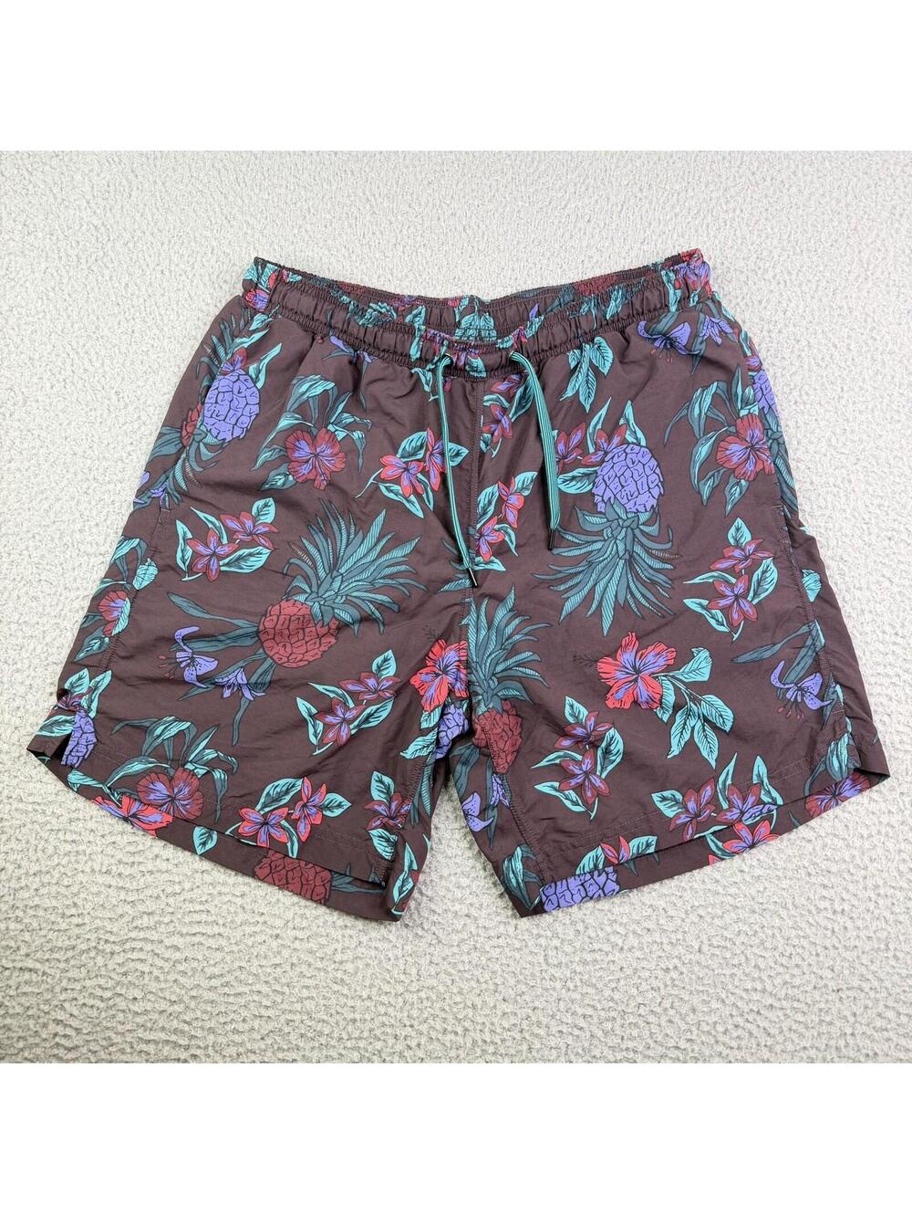 Saxx Cannonball 2N1 Mens L (30 x 7) Brown Swim Trunks Board Shorts Tropical